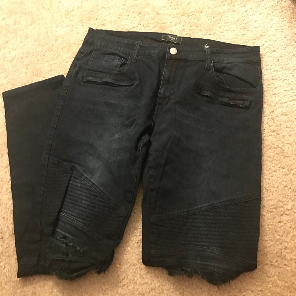 Men’s moto faded black jeans